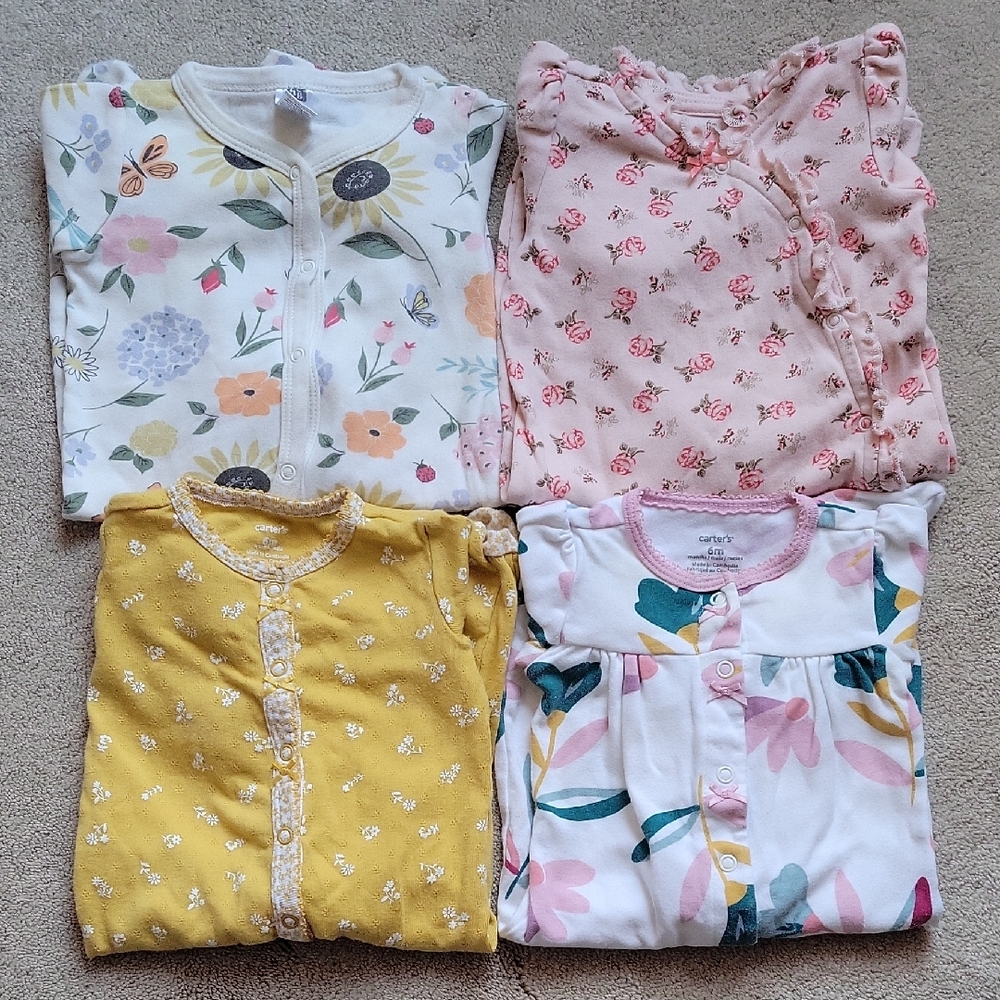 Set of 4 cotton Pajama Sleepers 6m